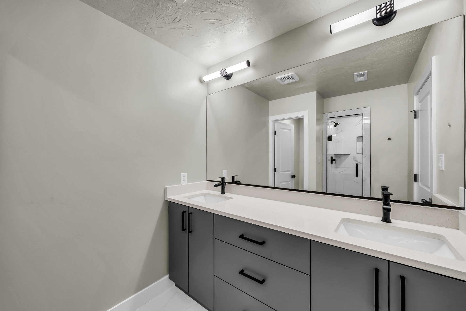 Master Bath — Dual Vanity & Walk-In Shower